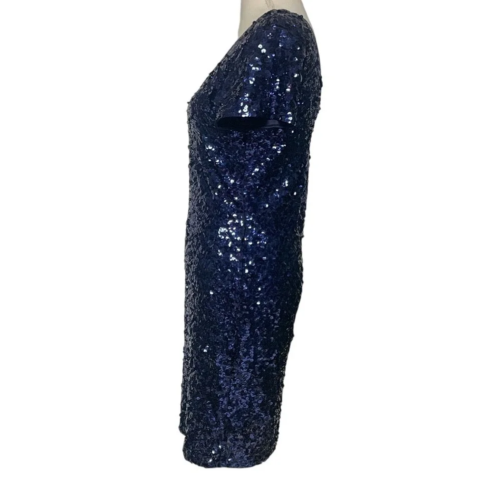 Maner Elegant Navy Sequin Dress Women's Medium - Picture 4 of 12